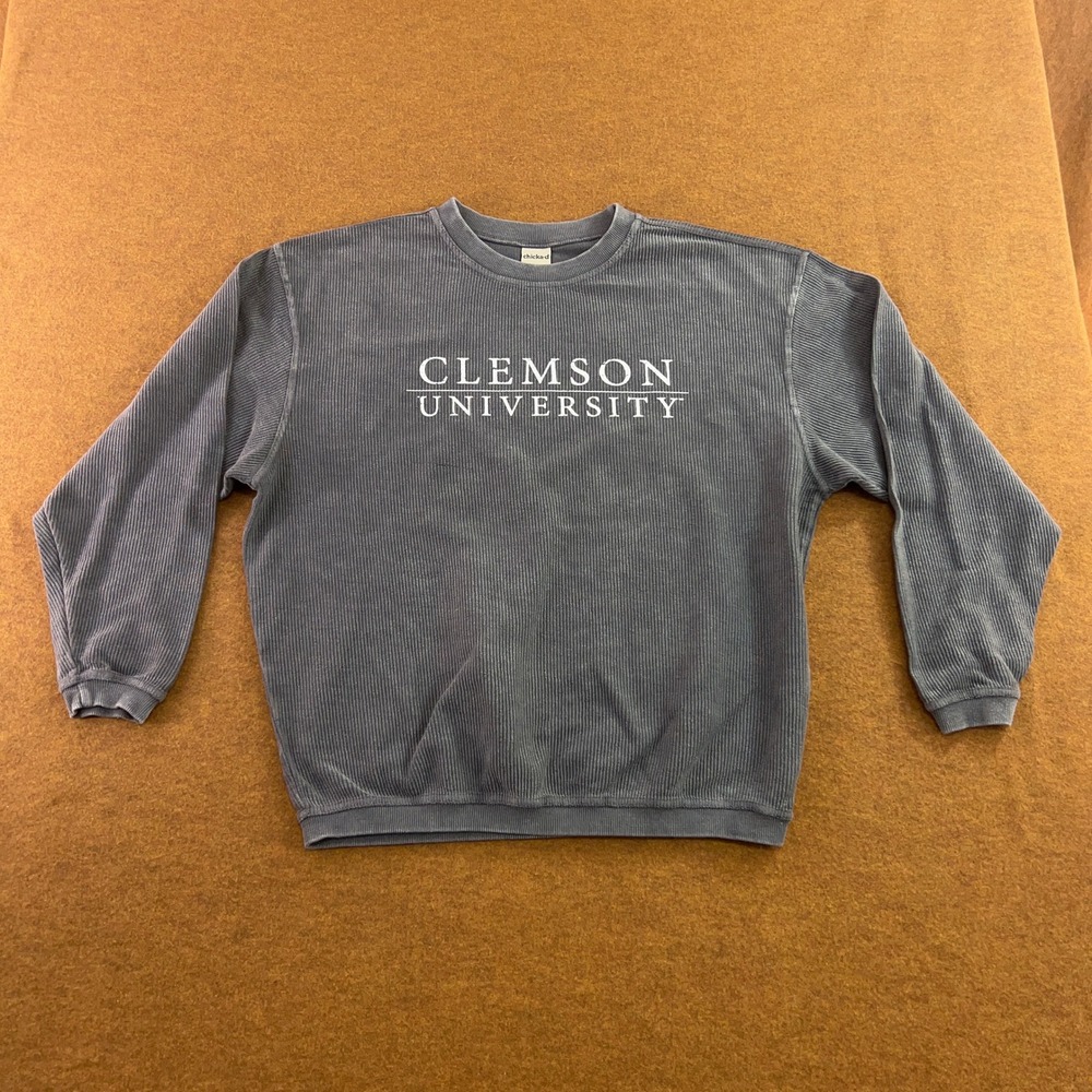 Chicka-d Womens M Gray Clemson University Corded Ribbed Sweatshirt